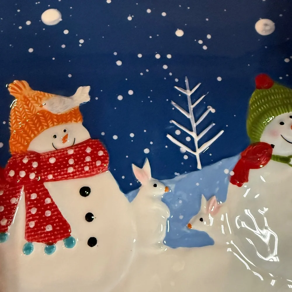 St. Nicholas Square “Snow Days” Snowman Plates Bowl Platter Christmas Dishes